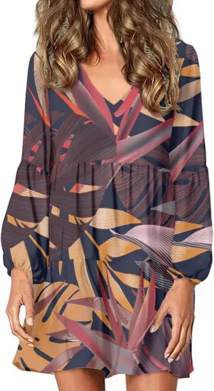 Bengbobar 2023 Van Gogh Dress Women Starry Night Summer Spring Tunic Mini Long Puff Sleeve Casual Loose Flowy Shift Dress