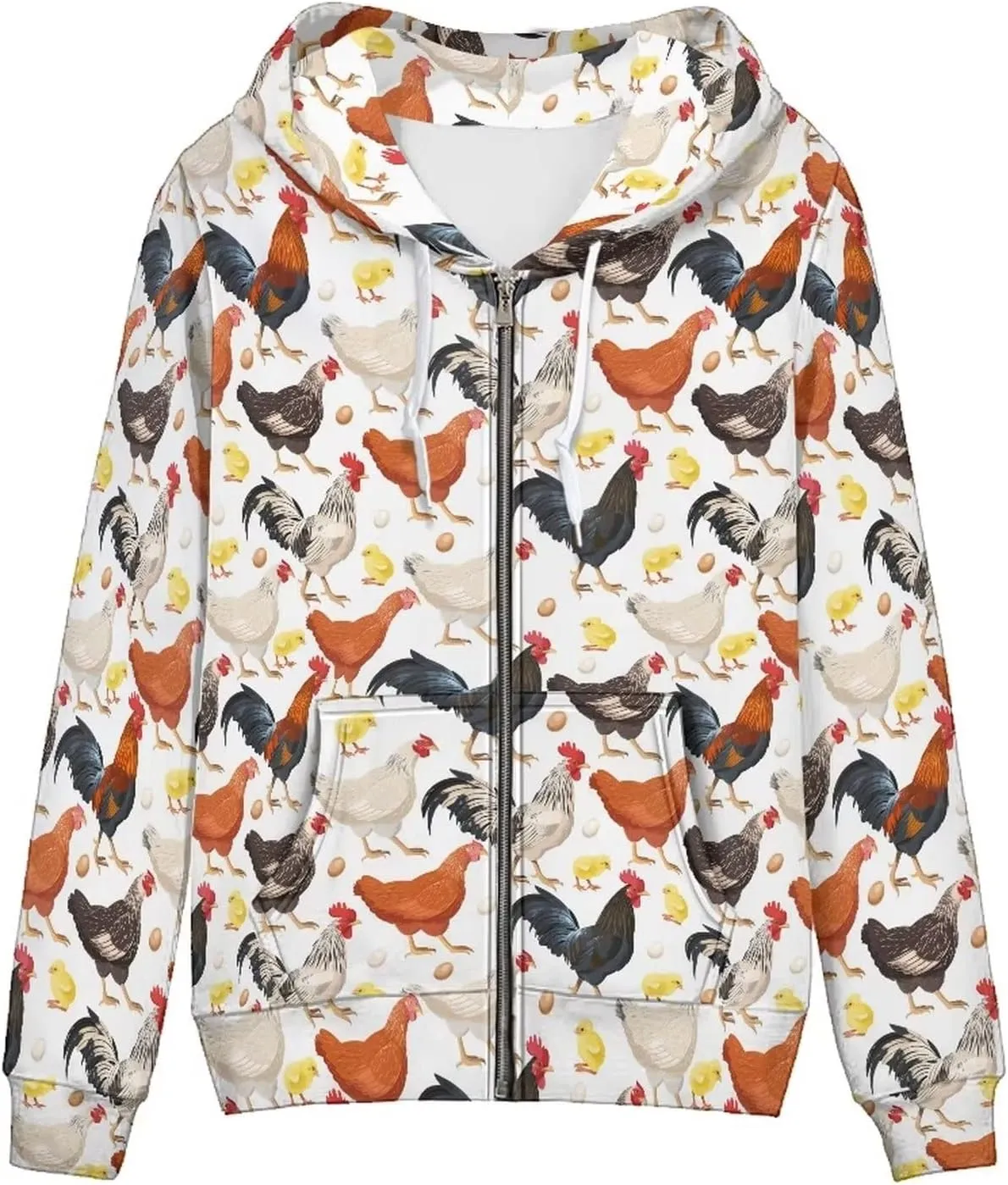 Biyejit Women's Novelty Print Zip Up Hoodies Long Sleeve Hooded Sweatshirt Jacket with Pocket