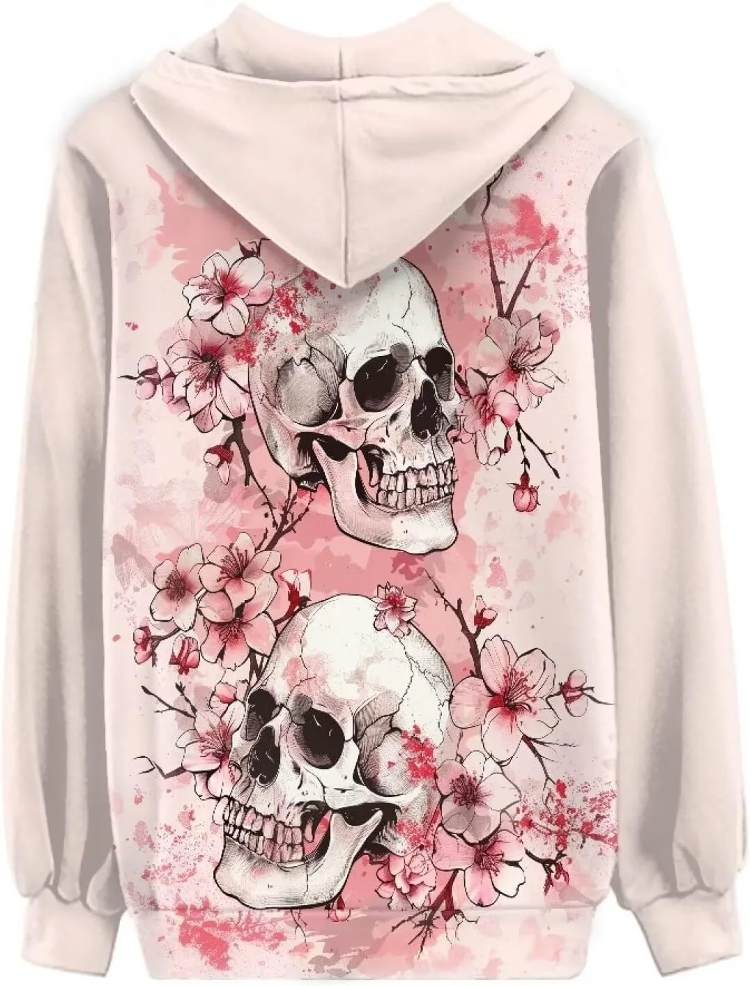Biyejit Women's Novelty Print Zip Up Hoodies Long Sleeve Hooded Sweatshirt Jacket with Pocket