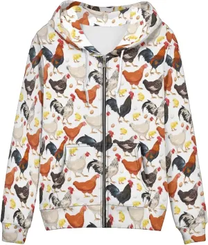 Biyejit Women's Novelty Print Zip Up Hoodies Long Sleeve Hooded Sweatshirt Jacket with Pocket