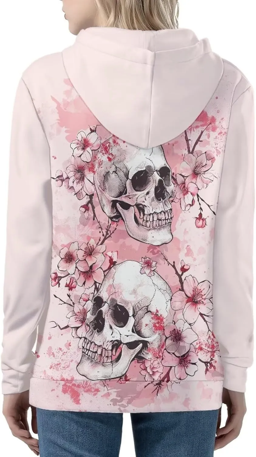 Biyejit Women's Novelty Print Zip Up Hoodies Long Sleeve Hooded Sweatshirt Jacket with Pocket