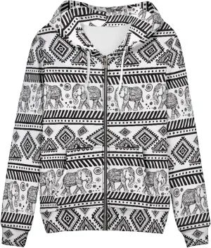 Biyejit Women's Novelty Print Zip Up Hoodies Long Sleeve Hooded Sweatshirt Jacket with Pocket