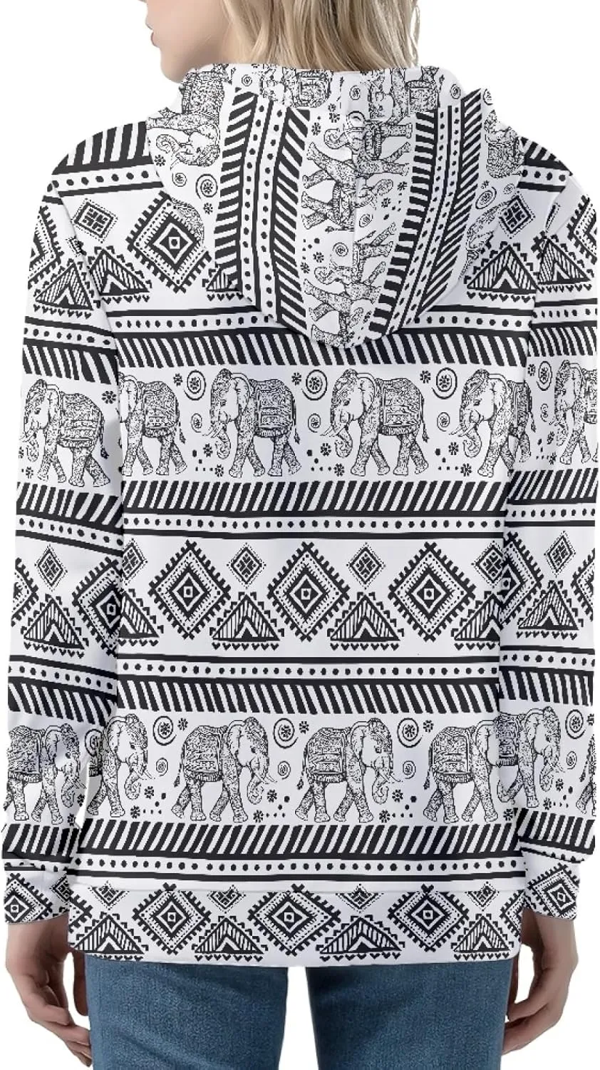 Biyejit Women's Novelty Print Zip Up Hoodies Long Sleeve Hooded Sweatshirt Jacket with Pocket