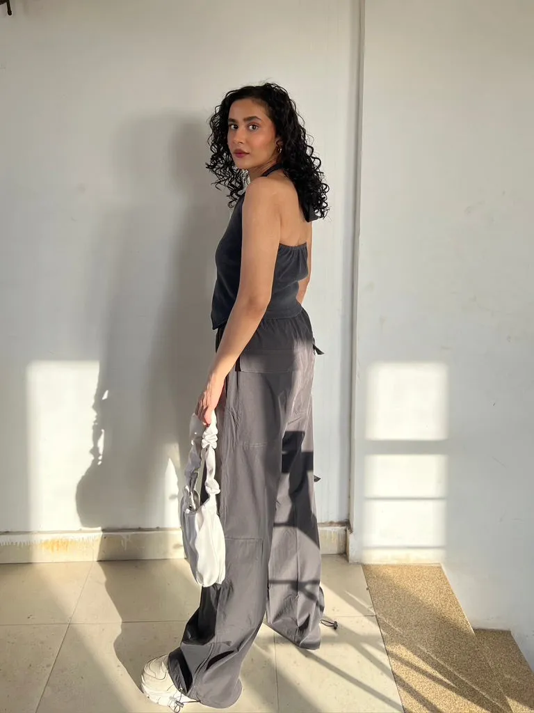 Black Waistcoat Parachute Cargo Co-ord