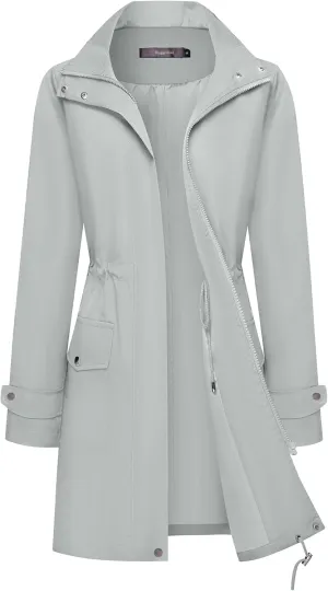 Bloggerlove Rain Jacket for Women Waterproof with Hood Trech Coat for Women Lightweight Raincoats Long Windbreaker