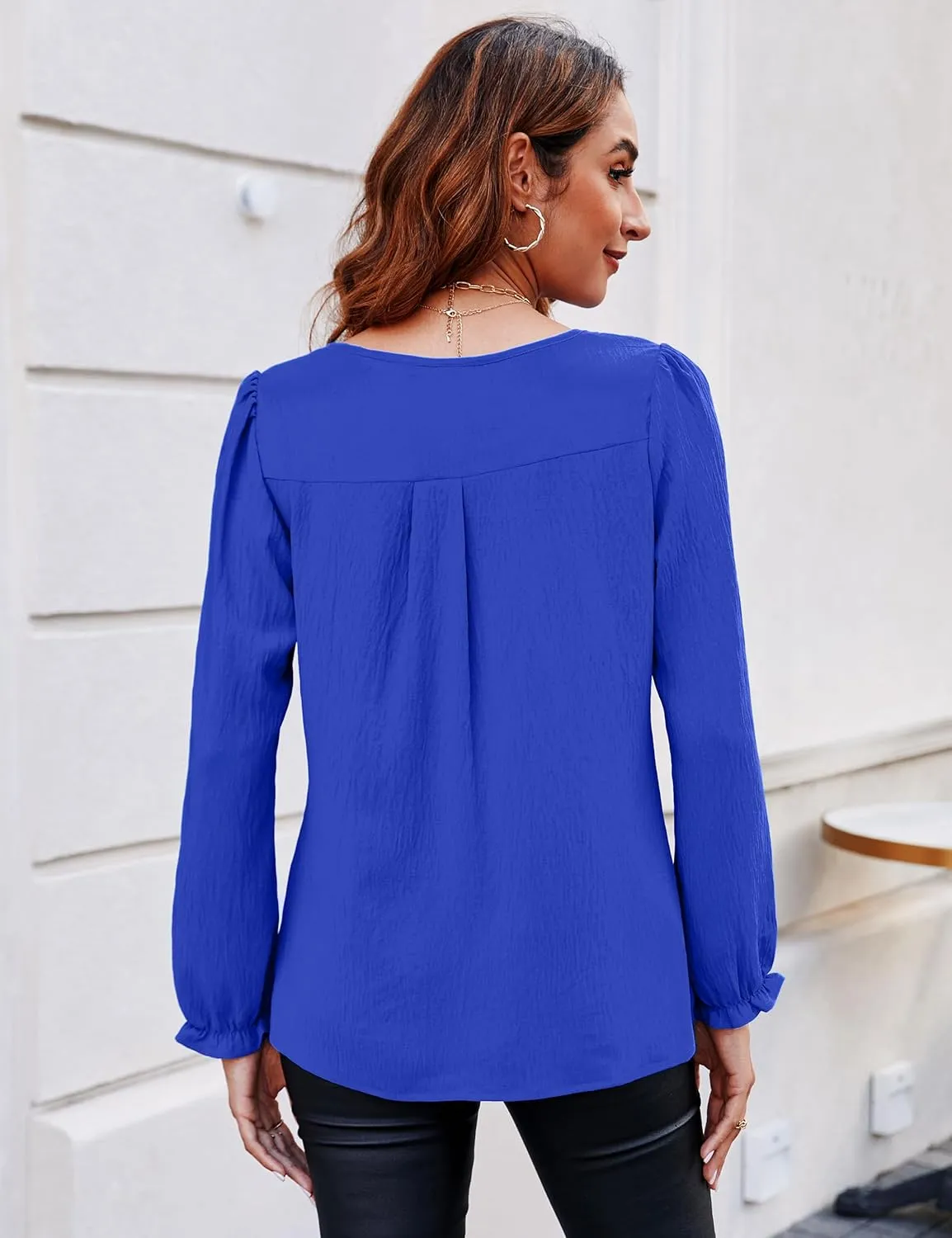 Blooming Jelly Womens Tops Dressy Casual Long Sleeve Shirts V Neck Chiffon Blouses Fall Clothes 2024