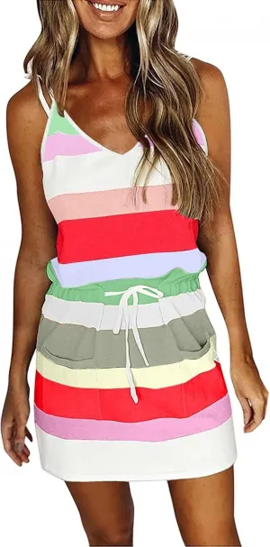 Boho Dress for Women Fall Summer Dress for Women Maxi Dresses for Women Party Casual Sexy Summer Sleeveless Ruffle Sleeve Crew Neck Short Mini Dress Solid Loose Flowy Casual Dresses