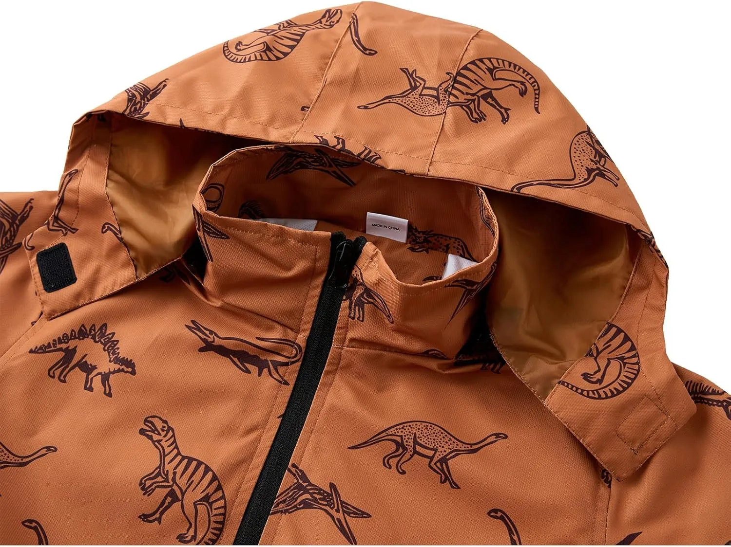 Boys Rain Jacket with Detachable Hood Lightweight Raincoats for Kids Windbreaker