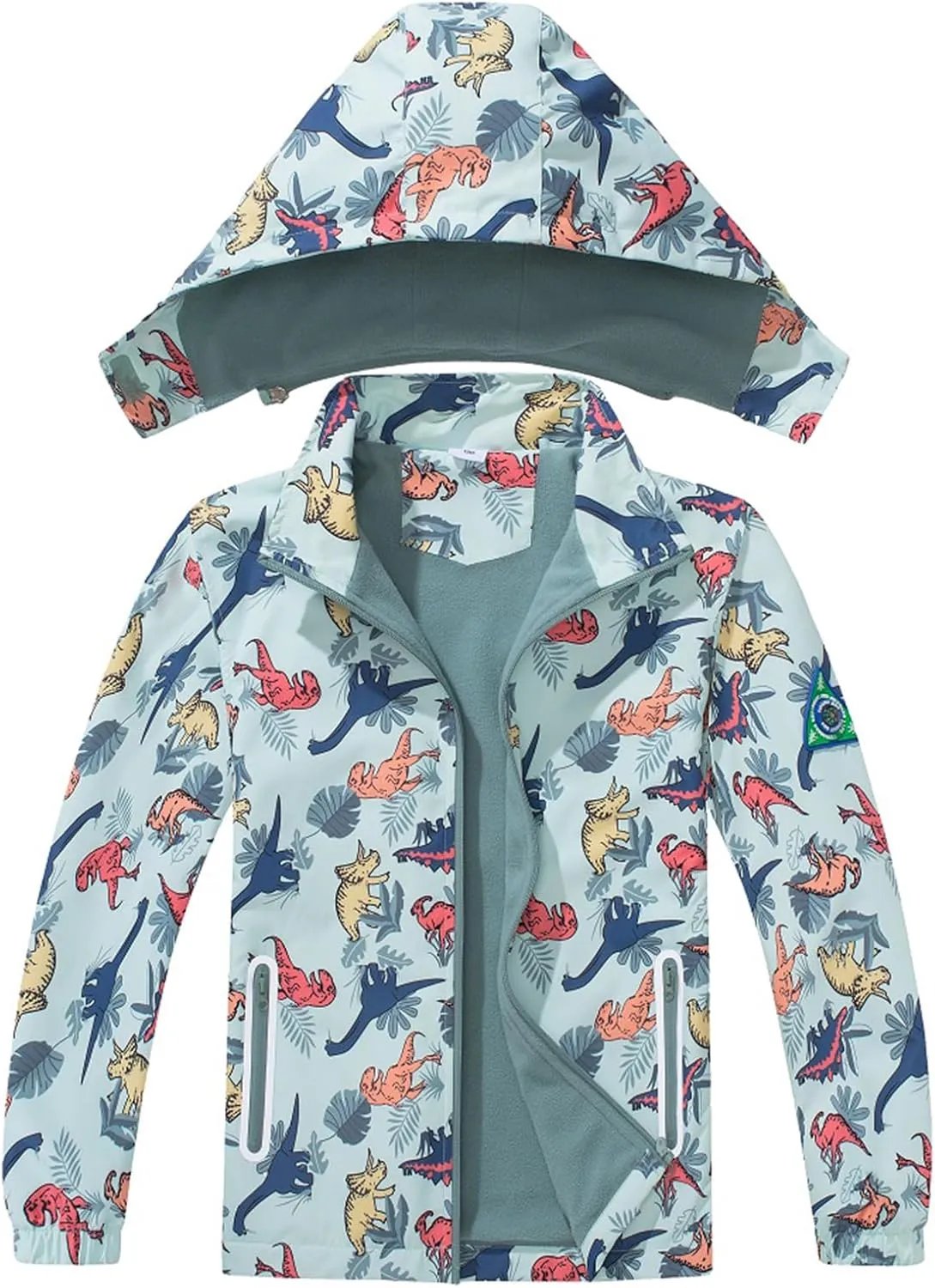 Boys Rain Jacket with Detachable Hood Lightweight Raincoats for Kids Windbreaker