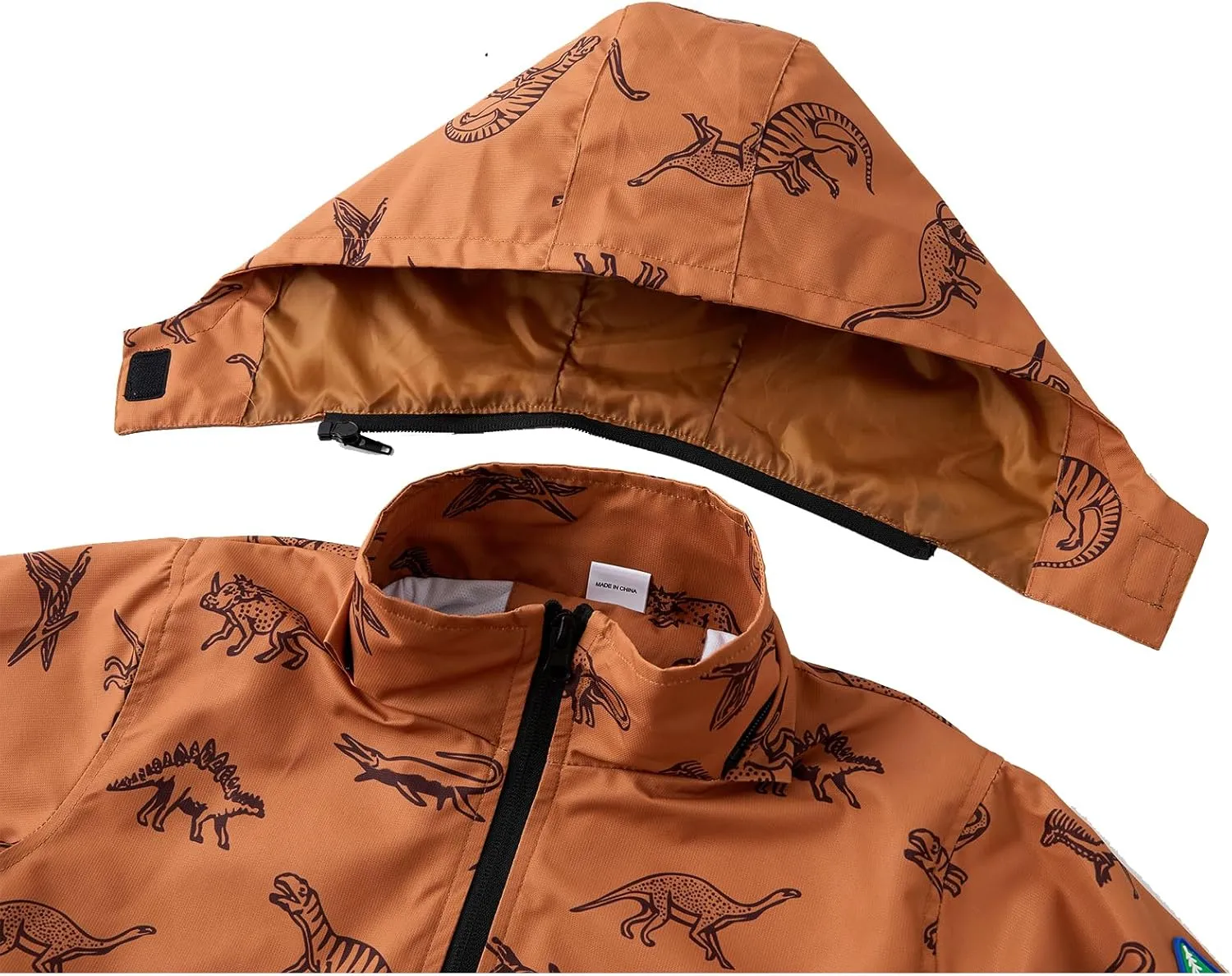 Boys Rain Jacket with Detachable Hood Lightweight Raincoats for Kids Windbreaker