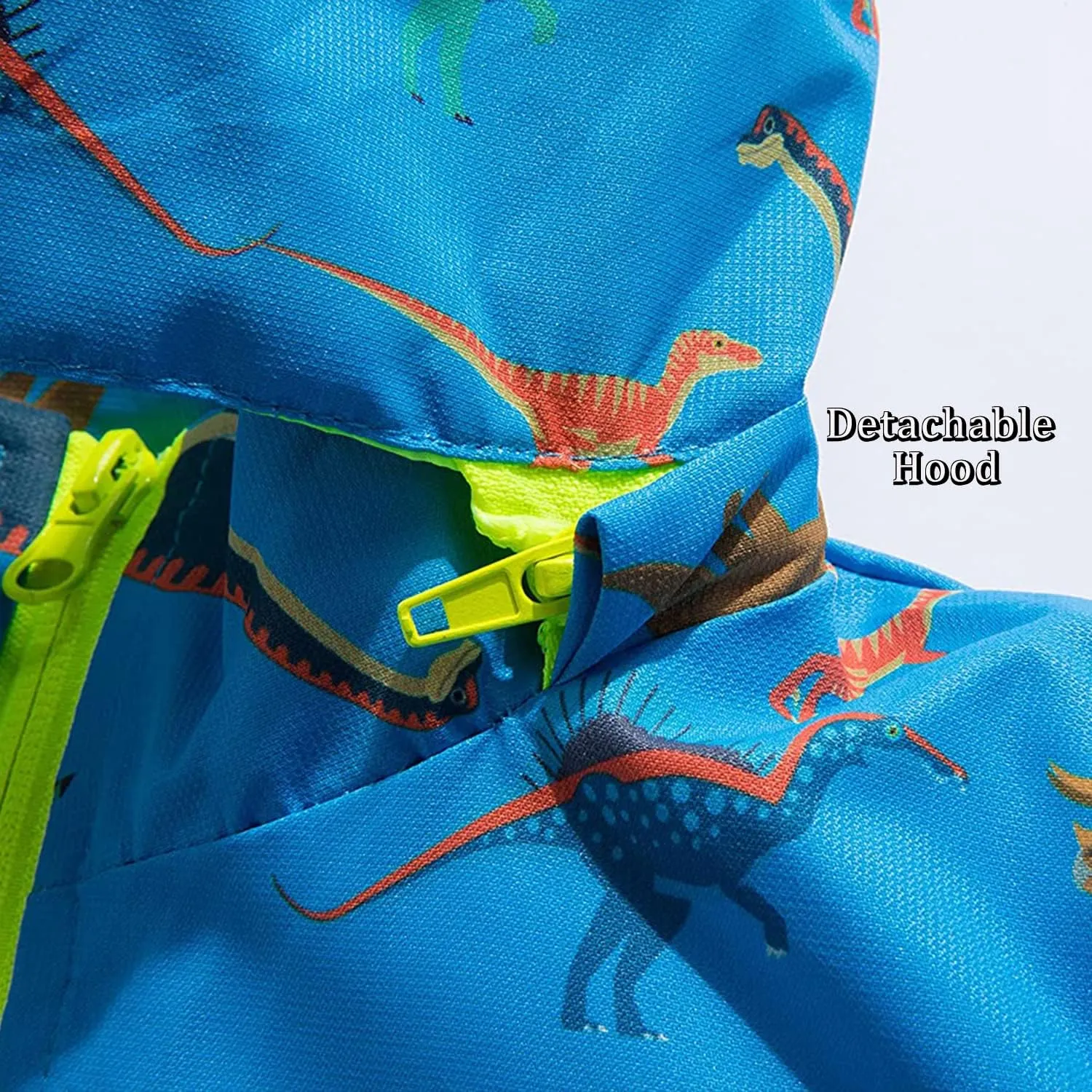 Boys Rain Jacket with Detachable Hood Lightweight Raincoats for Kids Windbreaker