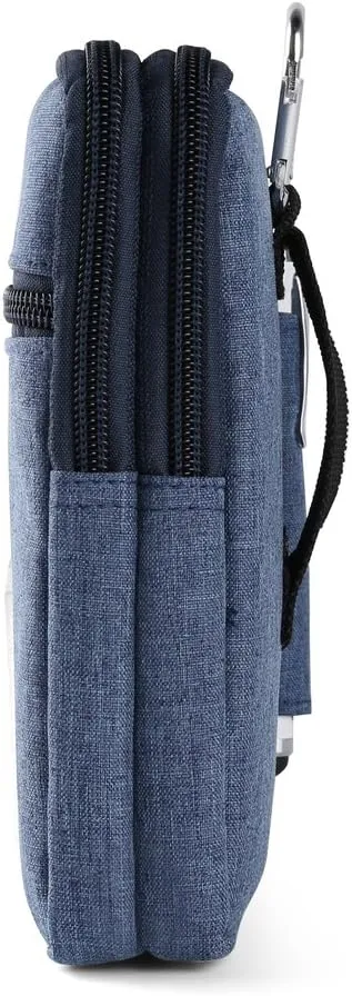 BPC Durable Fabric Travel Organizer Waist Bag, 3 Zippered Pockets, Smartphone & Essentials Carrying Holster Pouch for Hiking, Commuting & Travel