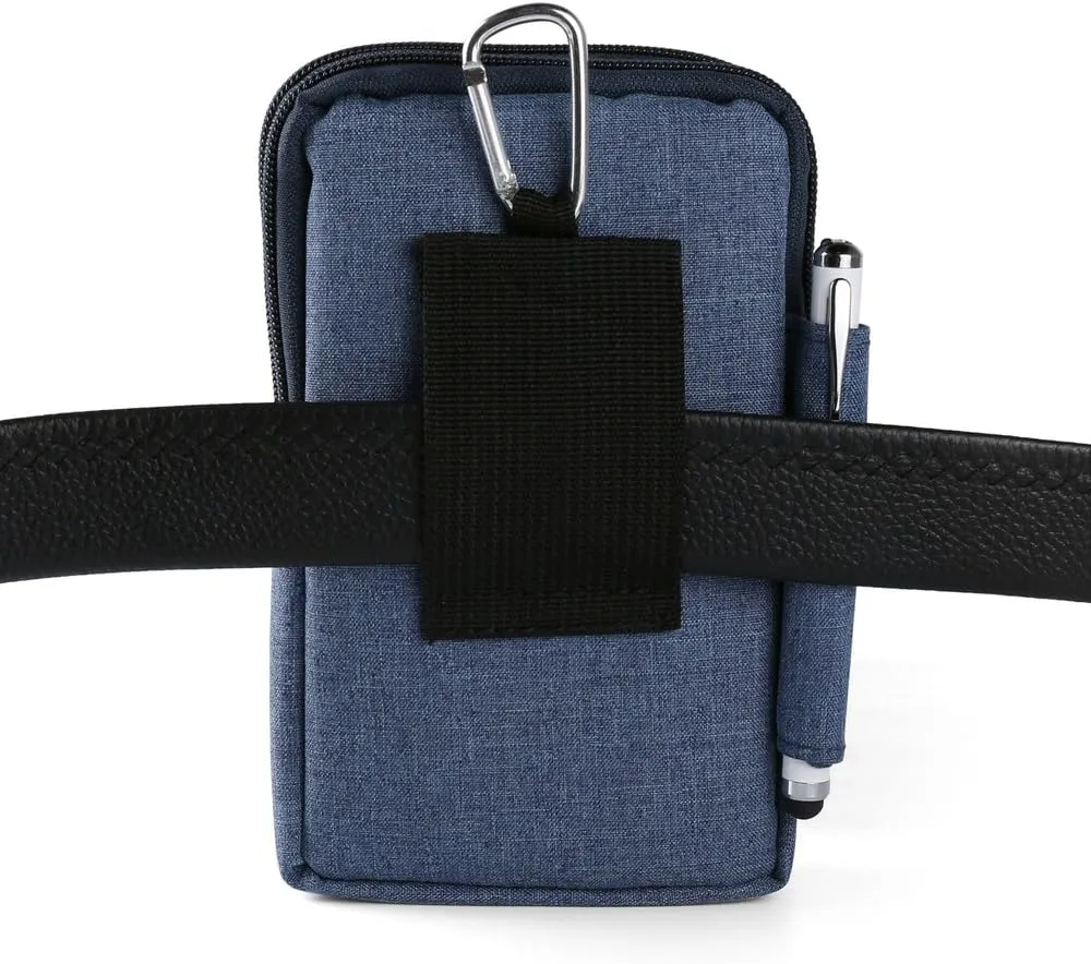 BPC Durable Fabric Travel Organizer Waist Bag, 3 Zippered Pockets, Smartphone & Essentials Carrying Holster Pouch for Hiking, Commuting & Travel