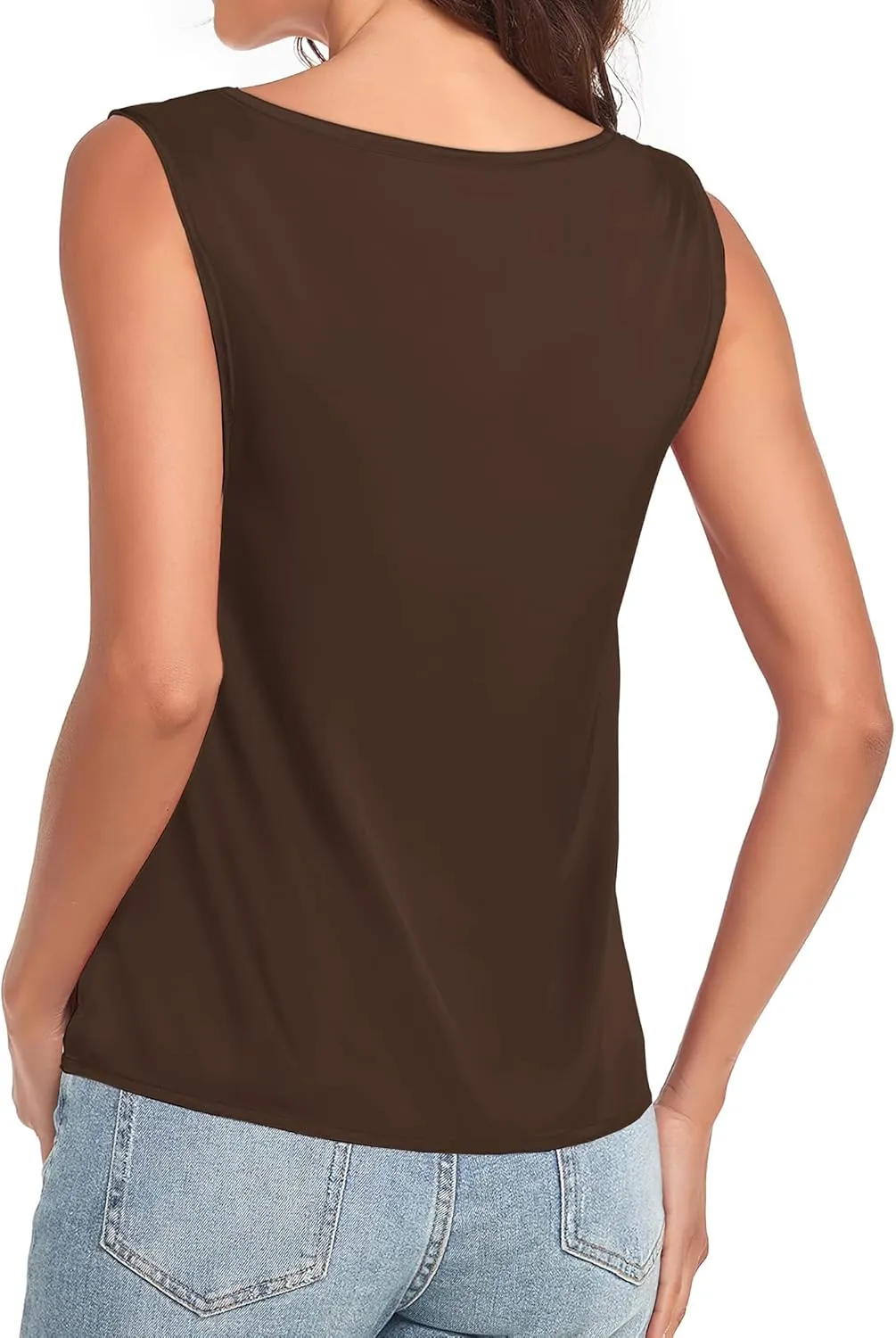 Buauty Silk Satin Tank Tops for Women V Neck Camisole Cami Casual Sleeveless Tops Spaghetti Strap Blouses Summer Basic Tank