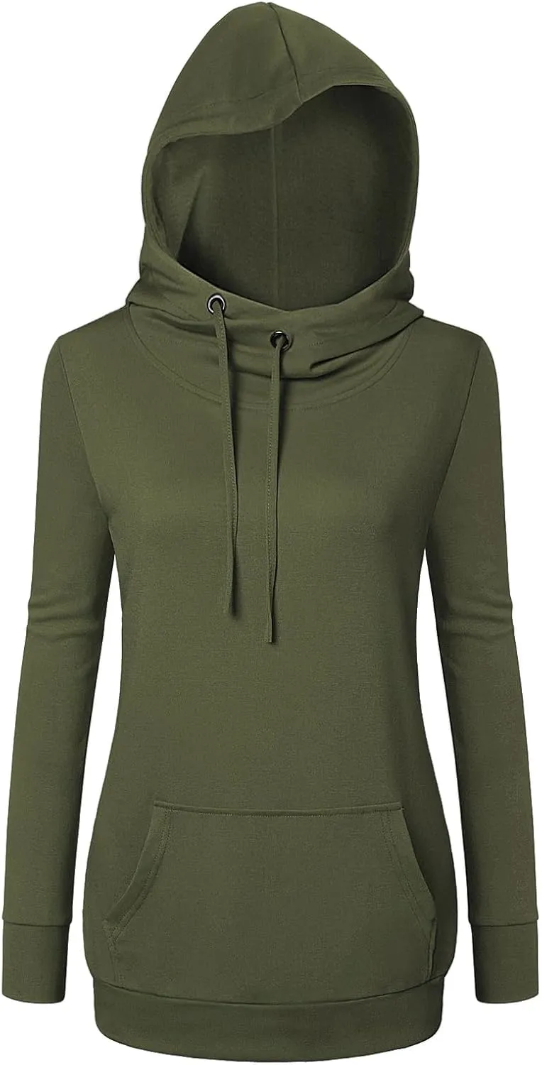 Bulotus Cowl Neck Lightweight Sweatshirts Womens Hoodies Pullover Long Sleeve