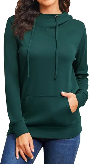 Bulotus Cowl Neck Lightweight Sweatshirts Womens Hoodies Pullover Long Sleeve