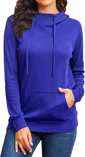 Bulotus Cowl Neck Lightweight Sweatshirts Womens Hoodies Pullover Long Sleeve