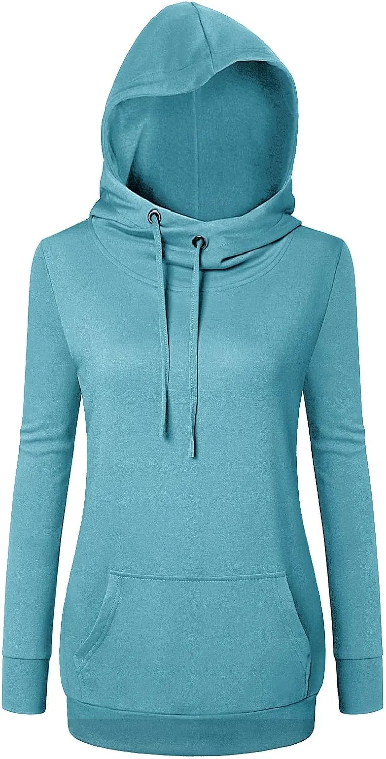 Bulotus Cowl Neck Lightweight Sweatshirts Womens Hoodies Pullover Long Sleeve
