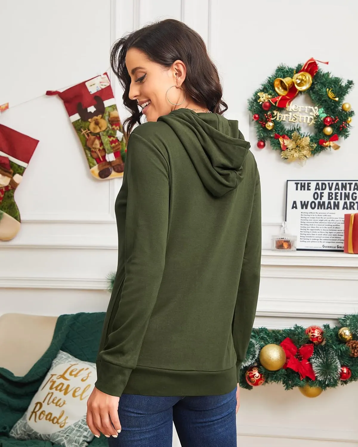 Bulotus Cowl Neck Lightweight Sweatshirts Womens Hoodies Pullover Long Sleeve