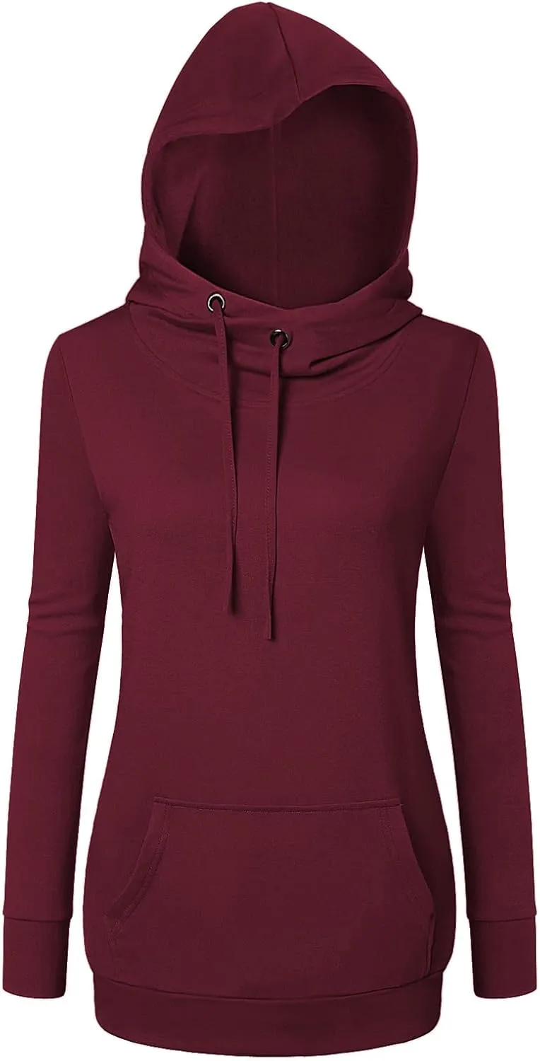 Bulotus Cowl Neck Lightweight Sweatshirts Womens Hoodies Pullover Long Sleeve