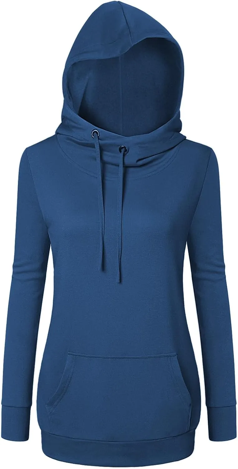 Bulotus Cowl Neck Lightweight Sweatshirts Womens Hoodies Pullover Long Sleeve