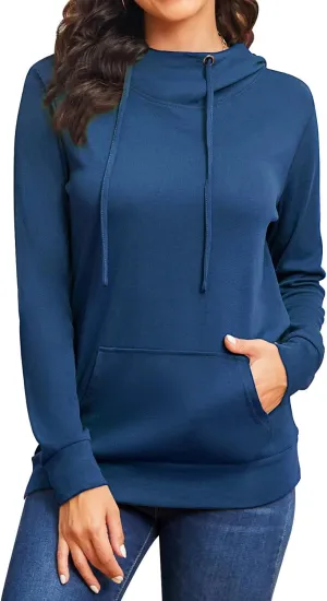 Bulotus Cowl Neck Lightweight Sweatshirts Womens Hoodies Pullover Long Sleeve