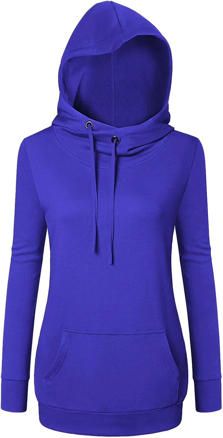 Bulotus Cowl Neck Lightweight Sweatshirts Womens Hoodies Pullover Long Sleeve