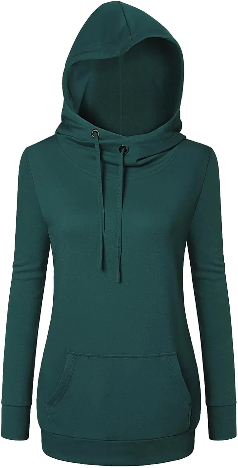 Bulotus Cowl Neck Lightweight Sweatshirts Womens Hoodies Pullover Long Sleeve