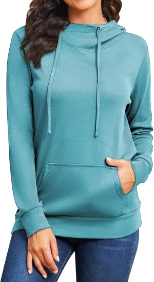Bulotus Cowl Neck Lightweight Sweatshirts Womens Hoodies Pullover Long Sleeve
