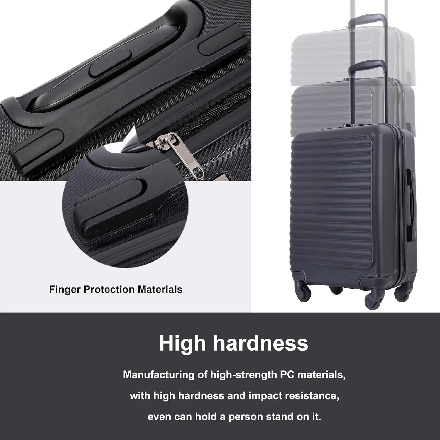 Carry On Luggage,Suitcases with Wheels Hardshell,ABS Lightweight Carry On Suitcase, 20-Inch (Black)
