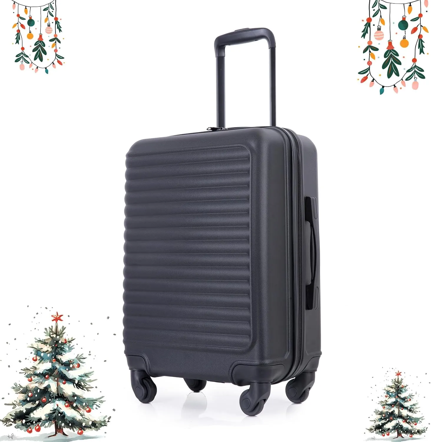 Carry On Luggage,Suitcases with Wheels Hardshell,ABS Lightweight Carry On Suitcase, 20-Inch (Black)