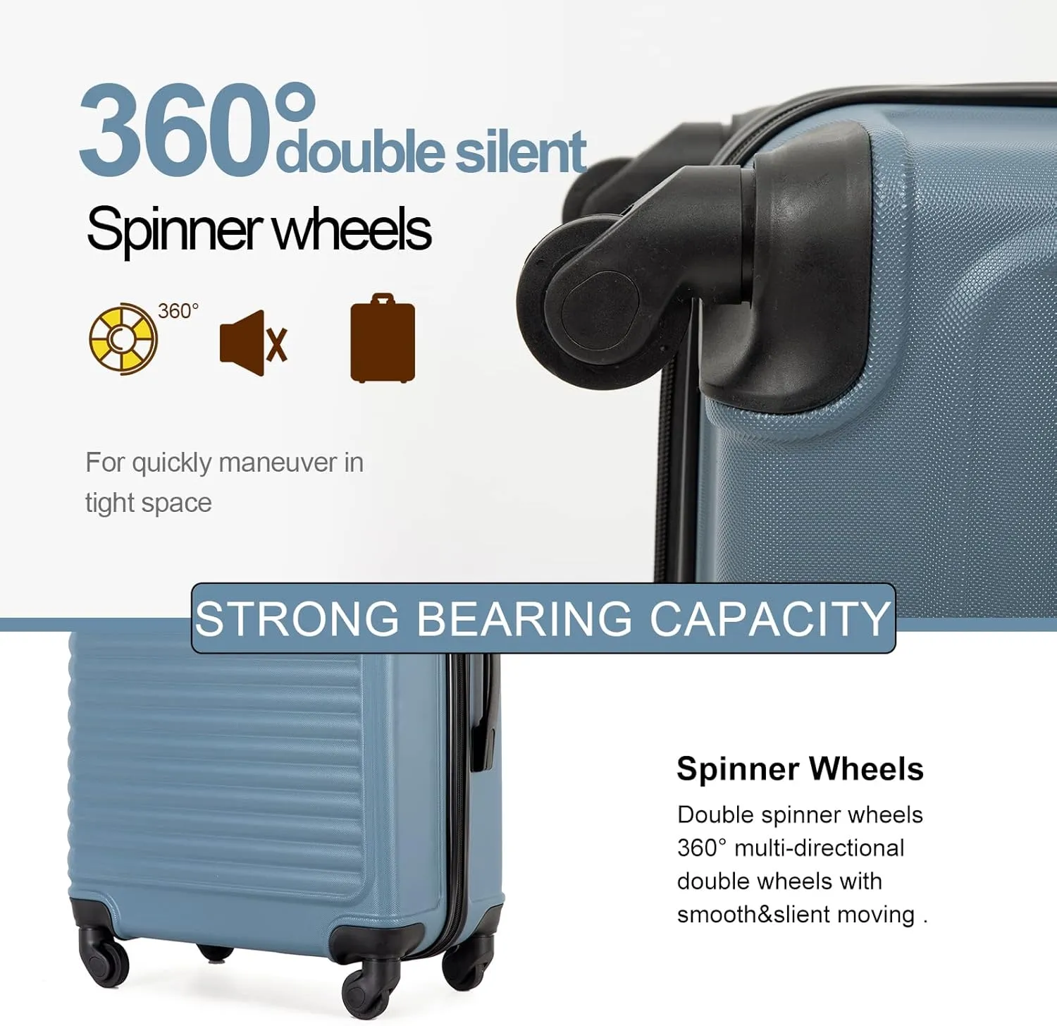 Carry On Luggage,Suitcases with Wheels Hardshell,ABS Lightweight Carry On Suitcase, 20-Inch (Blue)