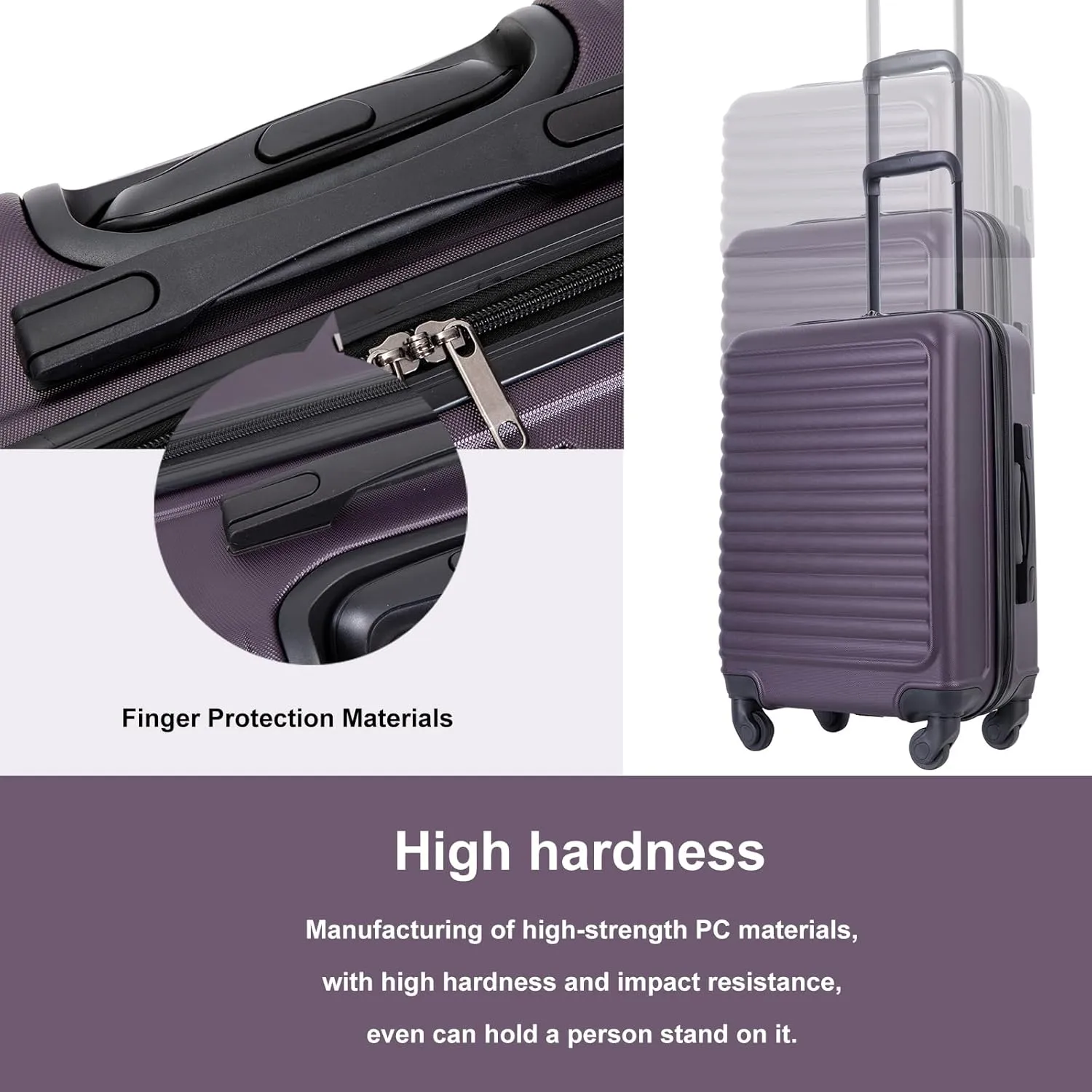 Carry On Luggage,Suitcases with Wheels Hardshell,ABS Lightweight Carry On Suitcase, 20-Inch (Purple)