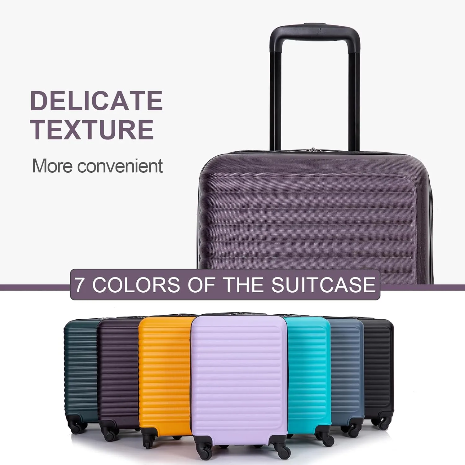 Carry On Luggage,Suitcases with Wheels Hardshell,ABS Lightweight Carry On Suitcase, 20-Inch (Purple)