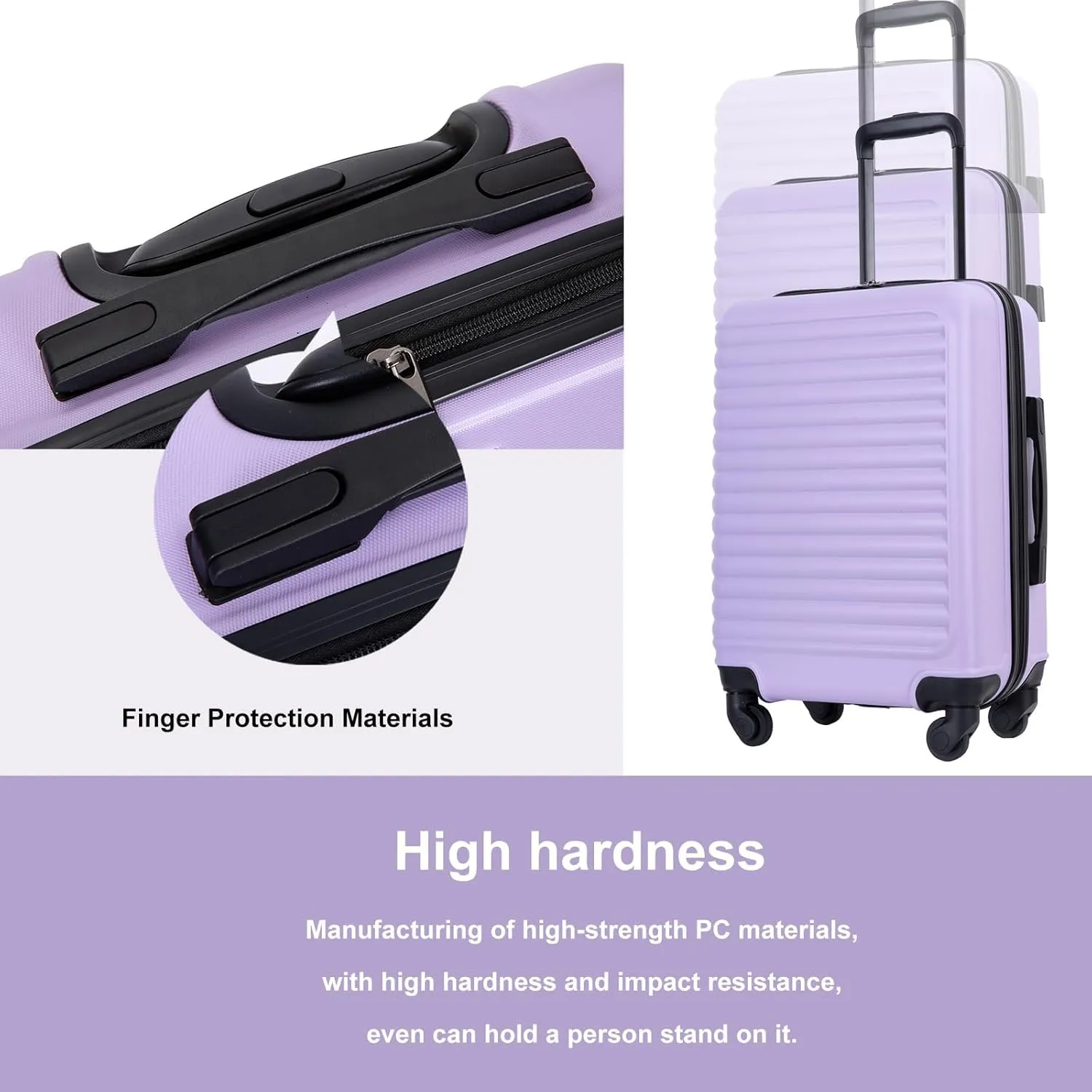 Carry On Luggage,Suitcases with Wheels Hardshell,ABS Lightweight Carry On Suitcase, 20-Inch,Lavender