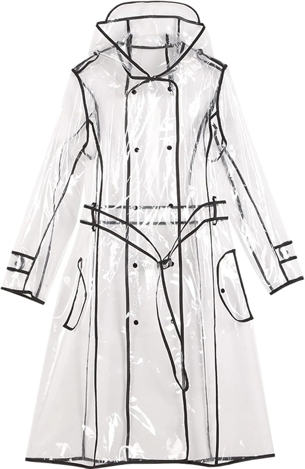 clear rain jacket clear raincoats for women eva transparent raincoat with belt lightweight rainwear waterproof