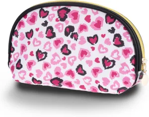 Cosmetic Bag, Small Travel Makeup Bag Zipper Pouch Cute Gifts for women Makeup Organizer, Wrinkle Resistant Leopard Print Travel Pouch (Heart leopard)