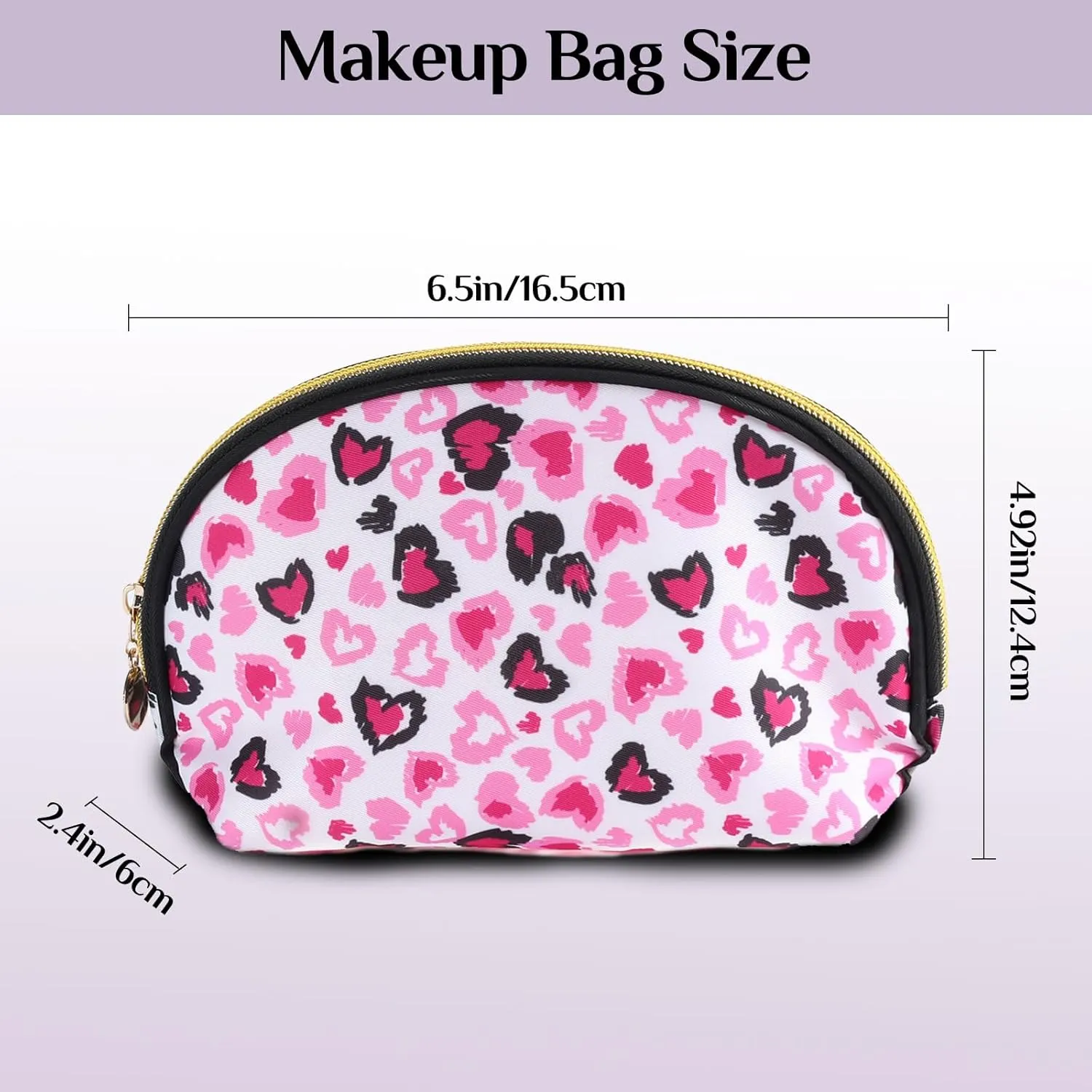 Cosmetic Bag, Small Travel Makeup Bag Zipper Pouch Cute Gifts for women Makeup Organizer, Wrinkle Resistant Leopard Print Travel Pouch (Heart leopard)
