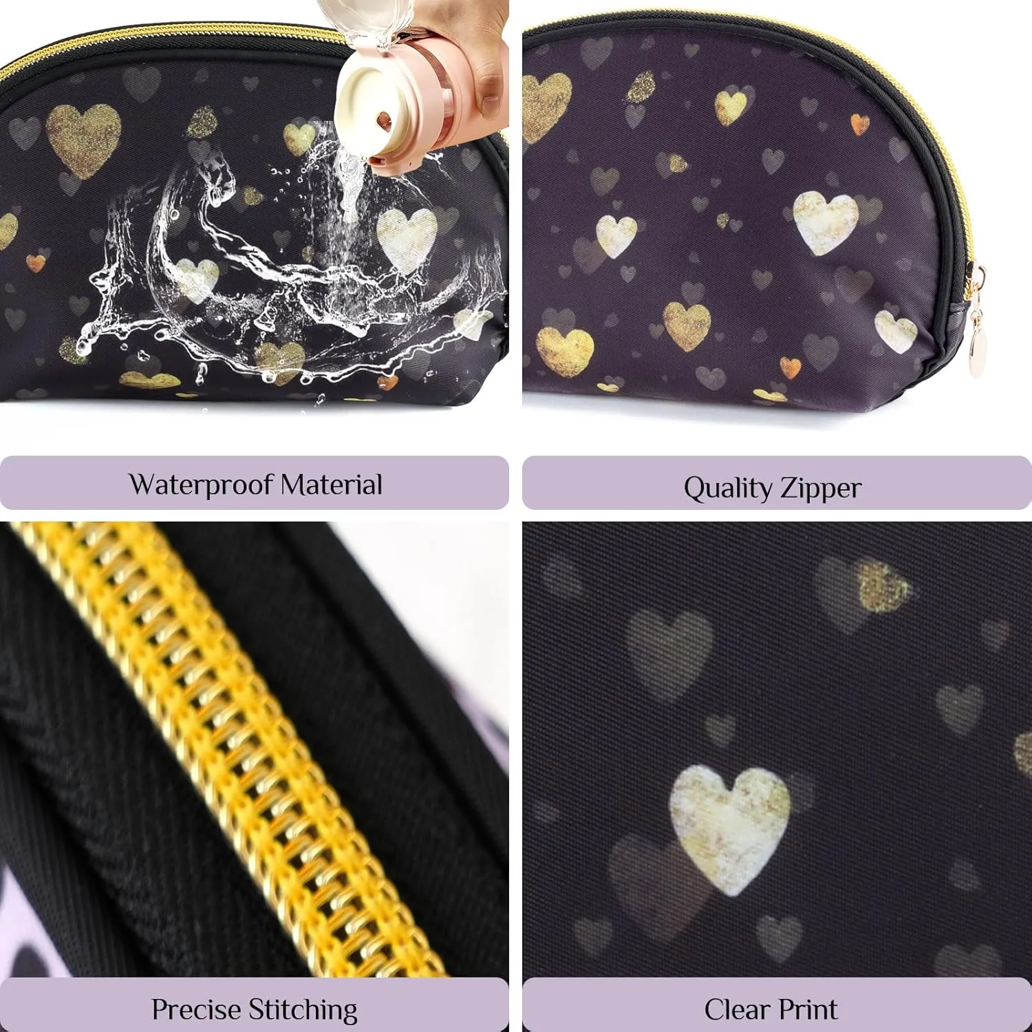 Cosmetic Bag, Small Travel Makeup Bag Zipper Pouch Cute Gifts for women Makeup Organizer, Wrinkle Resistant Leopard Print Travel Pouch (Heart)