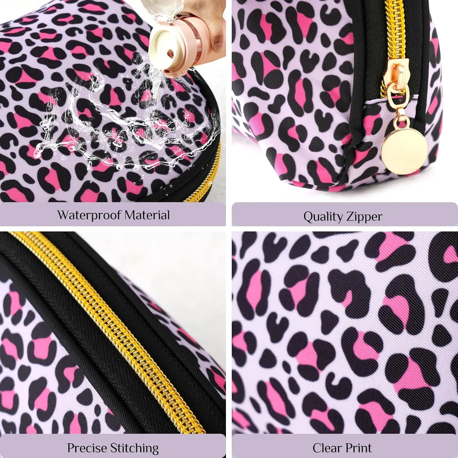 Cosmetic Bag, Small Travel Makeup Bag Zipper Pouch Cute Gifts for women Makeup Organizer, Wrinkle Resistant Leopard Print Travel Pouch (Leopard)