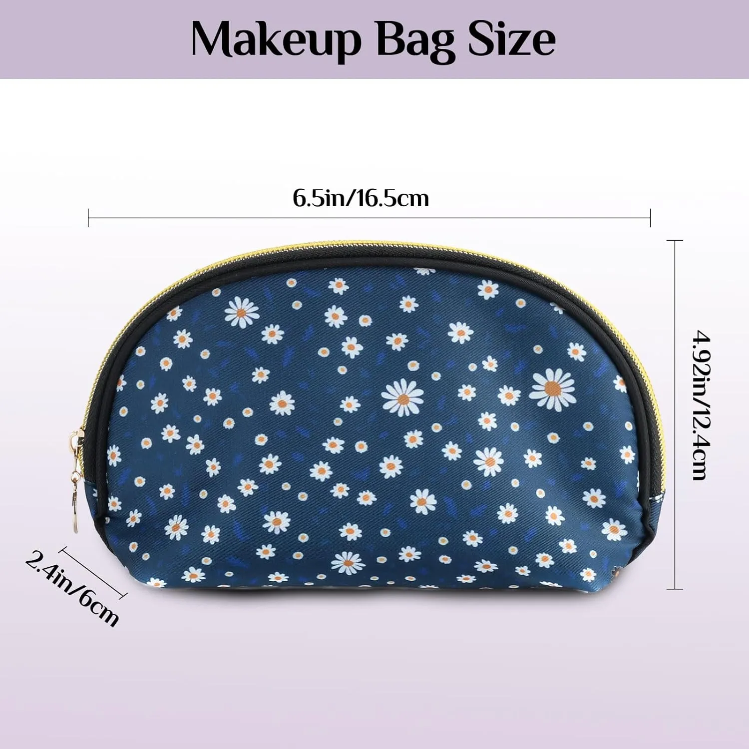 Cosmetic Bag,Small Travel Makeup Bag, Zipper Pouch Cute Gifts for women,Makeup Organizer, Wrinkle Resistant Daisy Print Travel Pouch (Daisy)