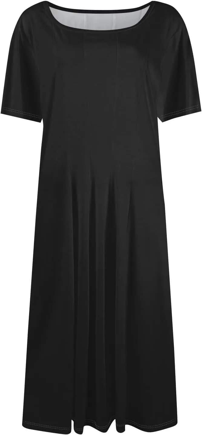 COTECRAM Summer Dresses for Women 2025 Trendy Bohemian Floral Print Maxi Dress Casual Beach Vacation Sundresses with Pockets