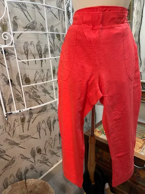 Cotton Slub Pocket Capri in Red
