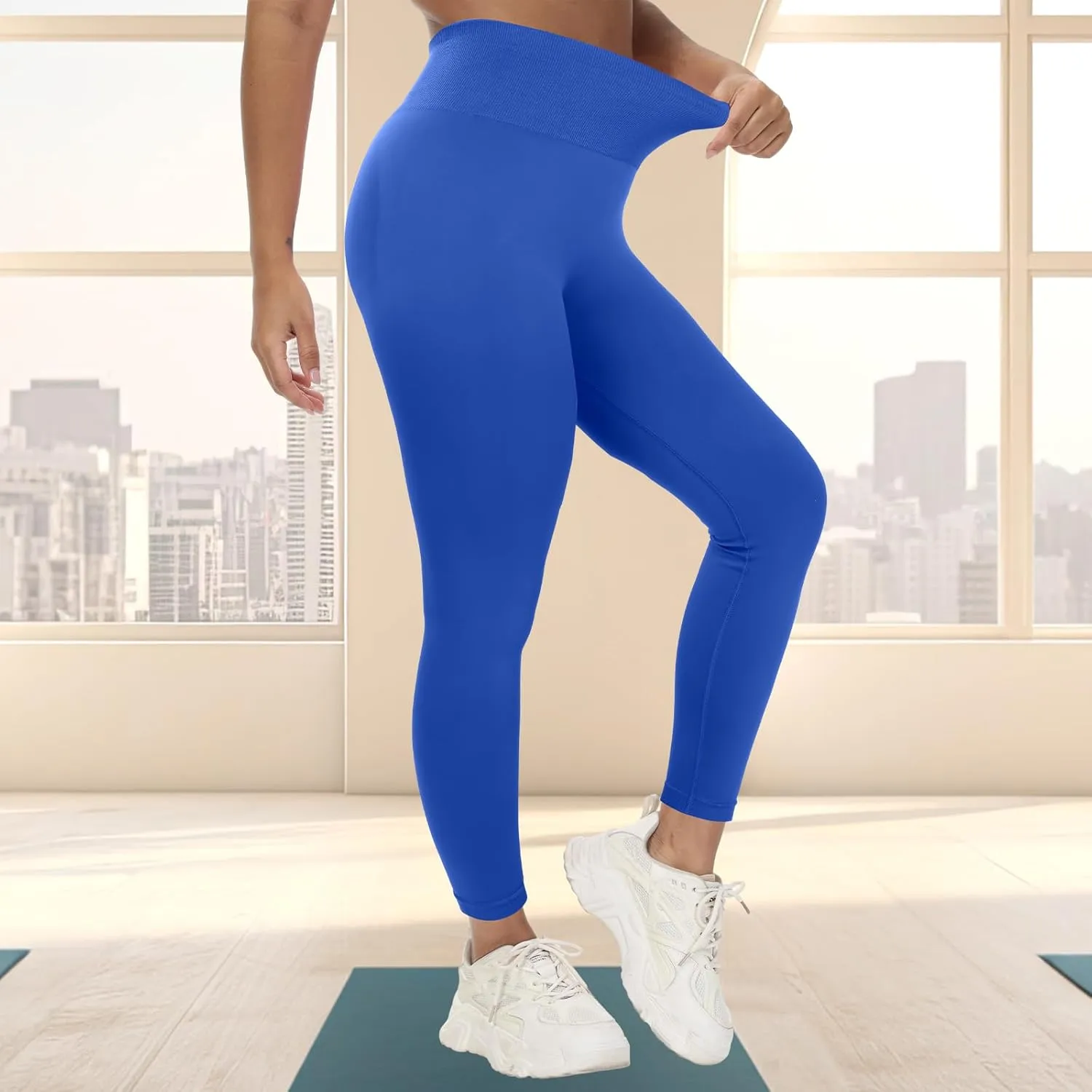 Coume 3 Pcs Womens Workout Leggings Butt Lifting Seamless Scrunch Yoga Pants Tummy Compression Medium Waist Tights