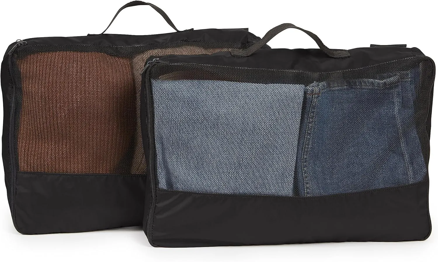 Covermates Packing Cube Set - Premium Polyester - Dual Zipper Pulls - Carrying Handle - Front Mesh Window - Travel Organization, Black