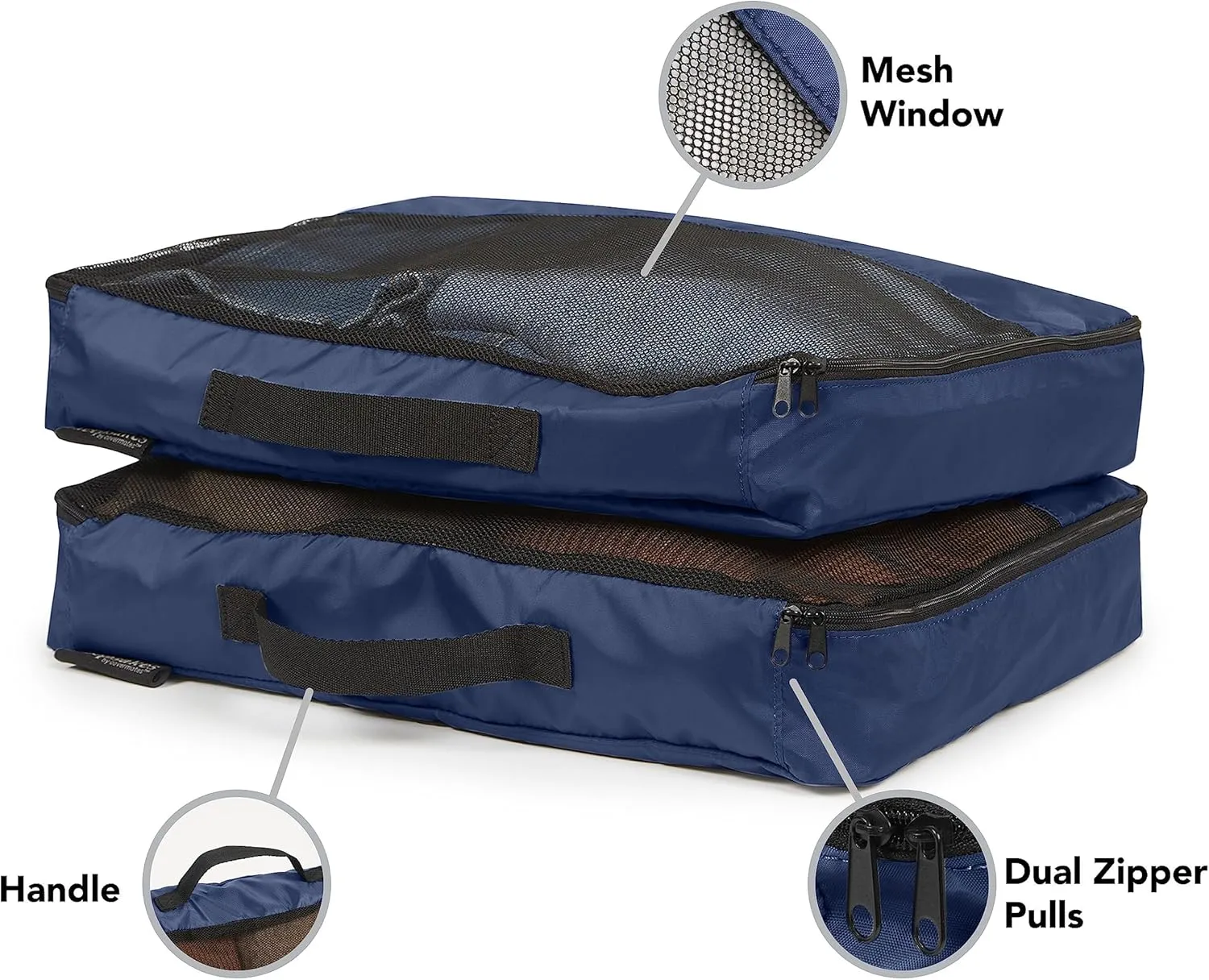 Covermates Packing Cube Set - Premium Polyester - Dual Zipper Pulls - Carrying Handle - Front Mesh Window - Travel Organization, Blue
