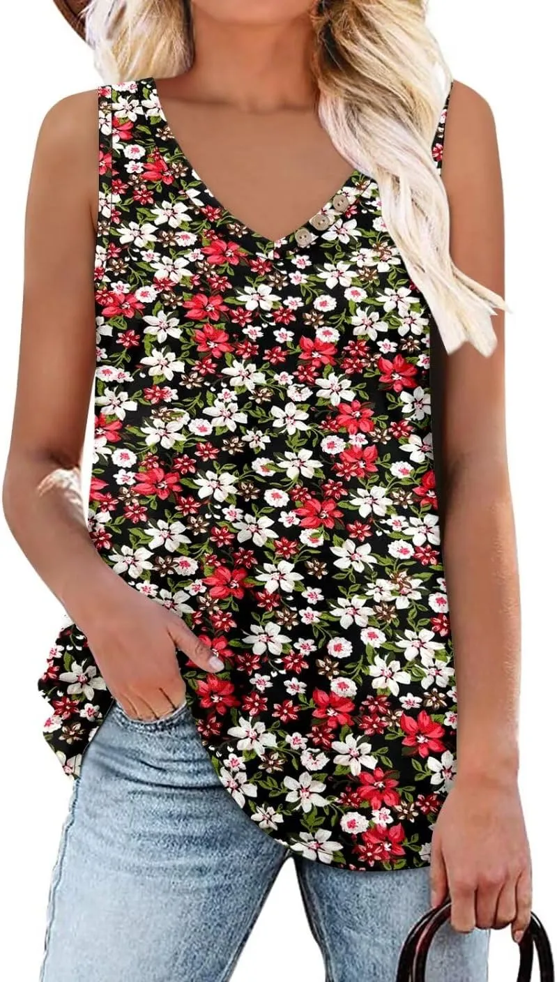 CRAZY GRID Women's Tank Tops V Neck Casual Sleeveless Tops for Women 2025 Basic Trendy Tank Oversized Summer Blouses S-3XL