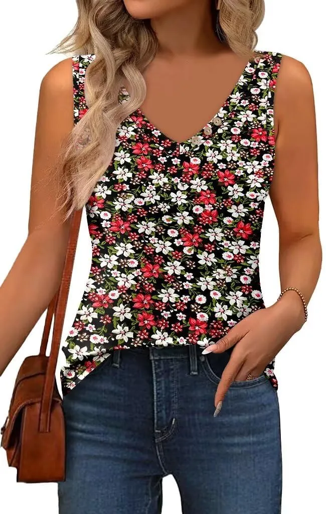 CRAZY GRID Women's Tank Tops V Neck Casual Sleeveless Tops for Women 2025 Basic Trendy Tank Oversized Summer Blouses S-3XL