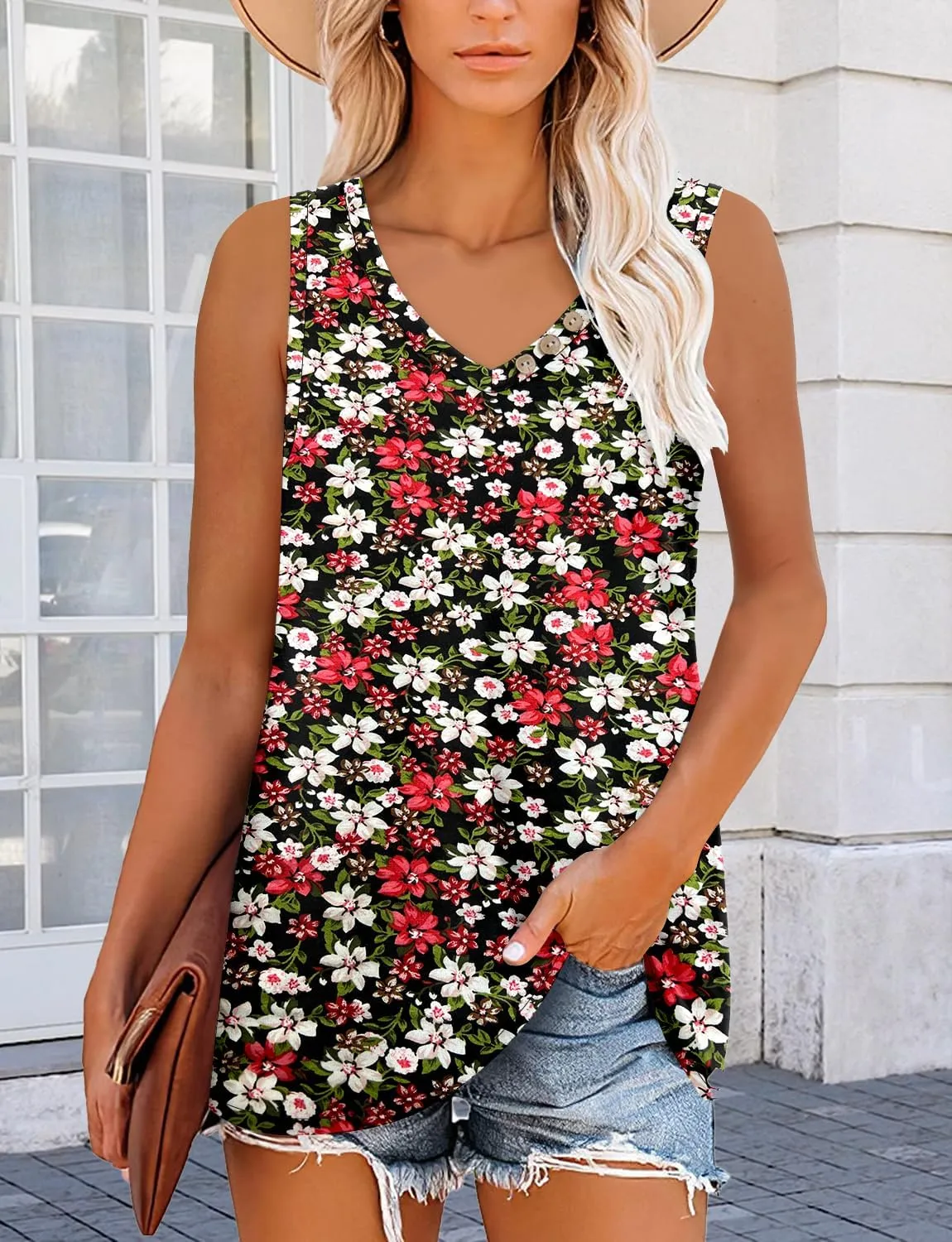 CRAZY GRID Women's Tank Tops V Neck Casual Sleeveless Tops for Women 2025 Basic Trendy Tank Oversized Summer Blouses S-3XL