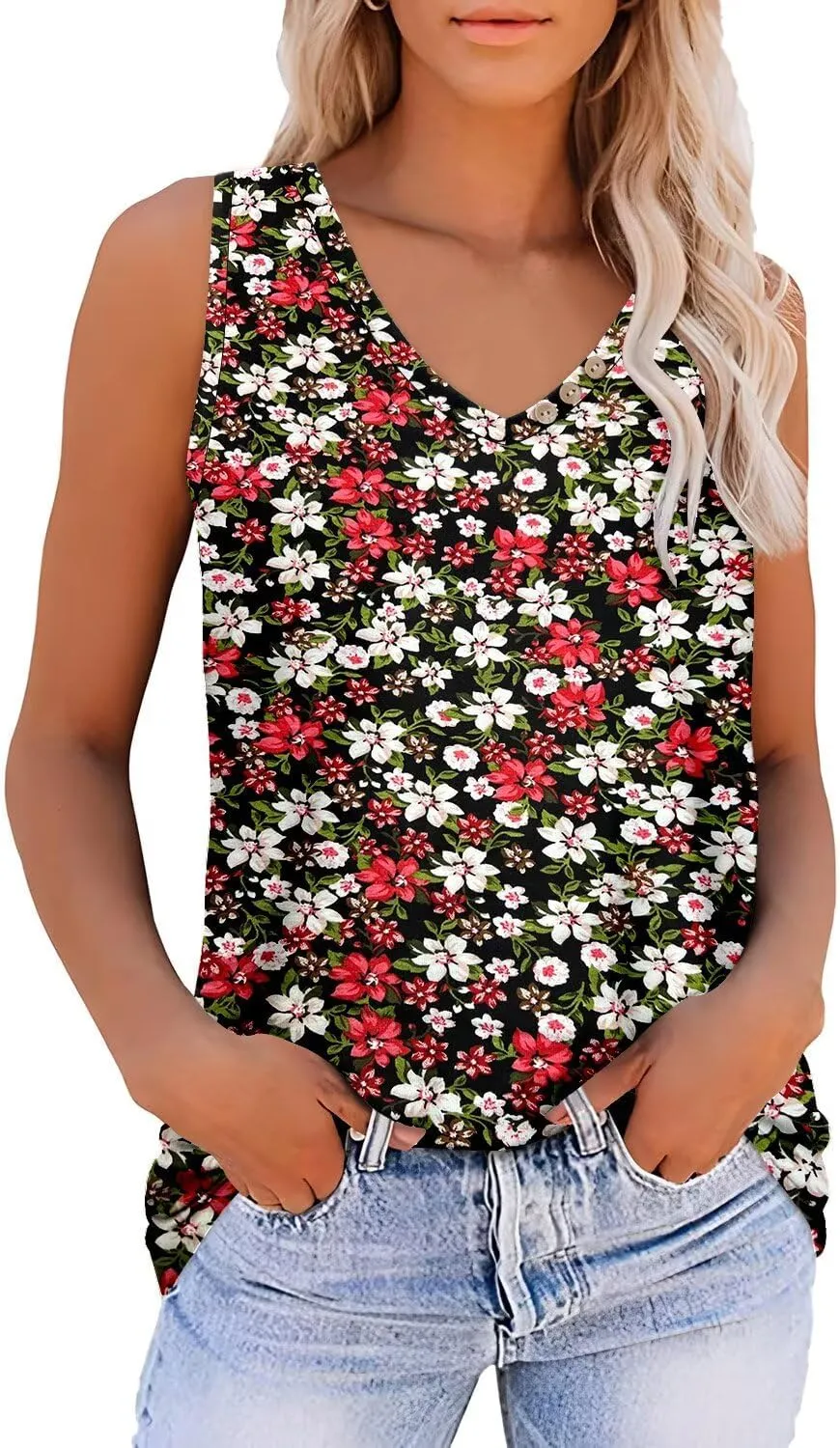 CRAZY GRID Women's Tank Tops V Neck Casual Sleeveless Tops for Women 2025 Basic Trendy Tank Oversized Summer Blouses S-3XL
